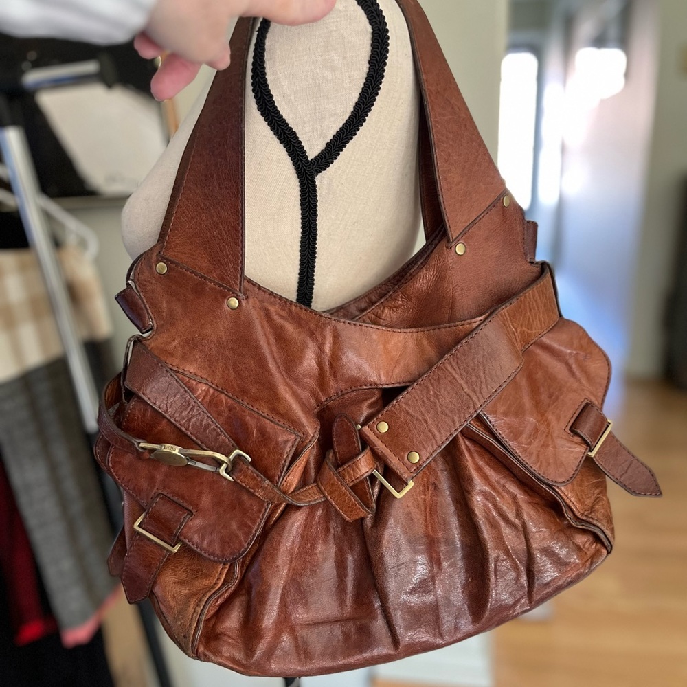 Kooba Large Brown Leather Hobo Shoulder Bag